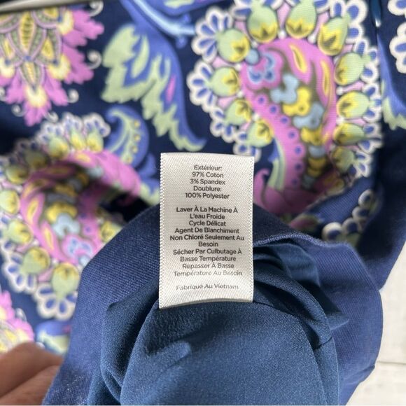 Talbots Skirt Blue Floral Paisley Canvas Cotton Spandex Lined 10 - Picture 6 of 6